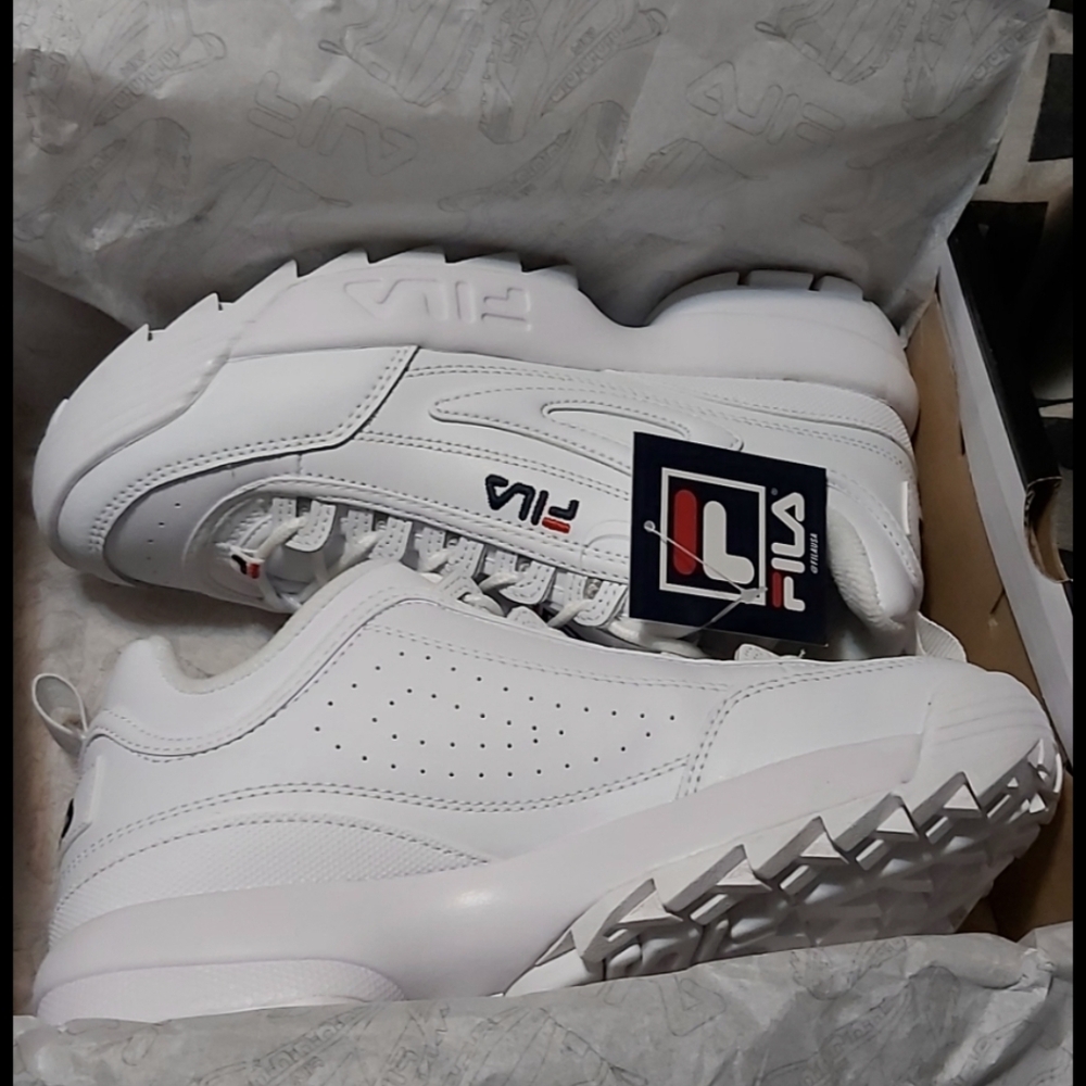Womens Fila Disruptor II Premium White Sneakers NEW
